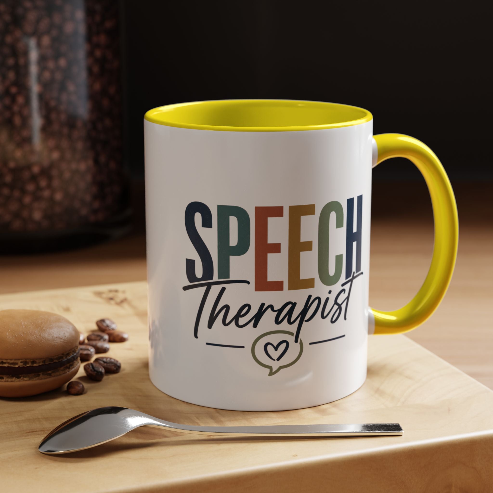 Speech Therapist Coffee Mug | Colorful Lettering Accent Mug