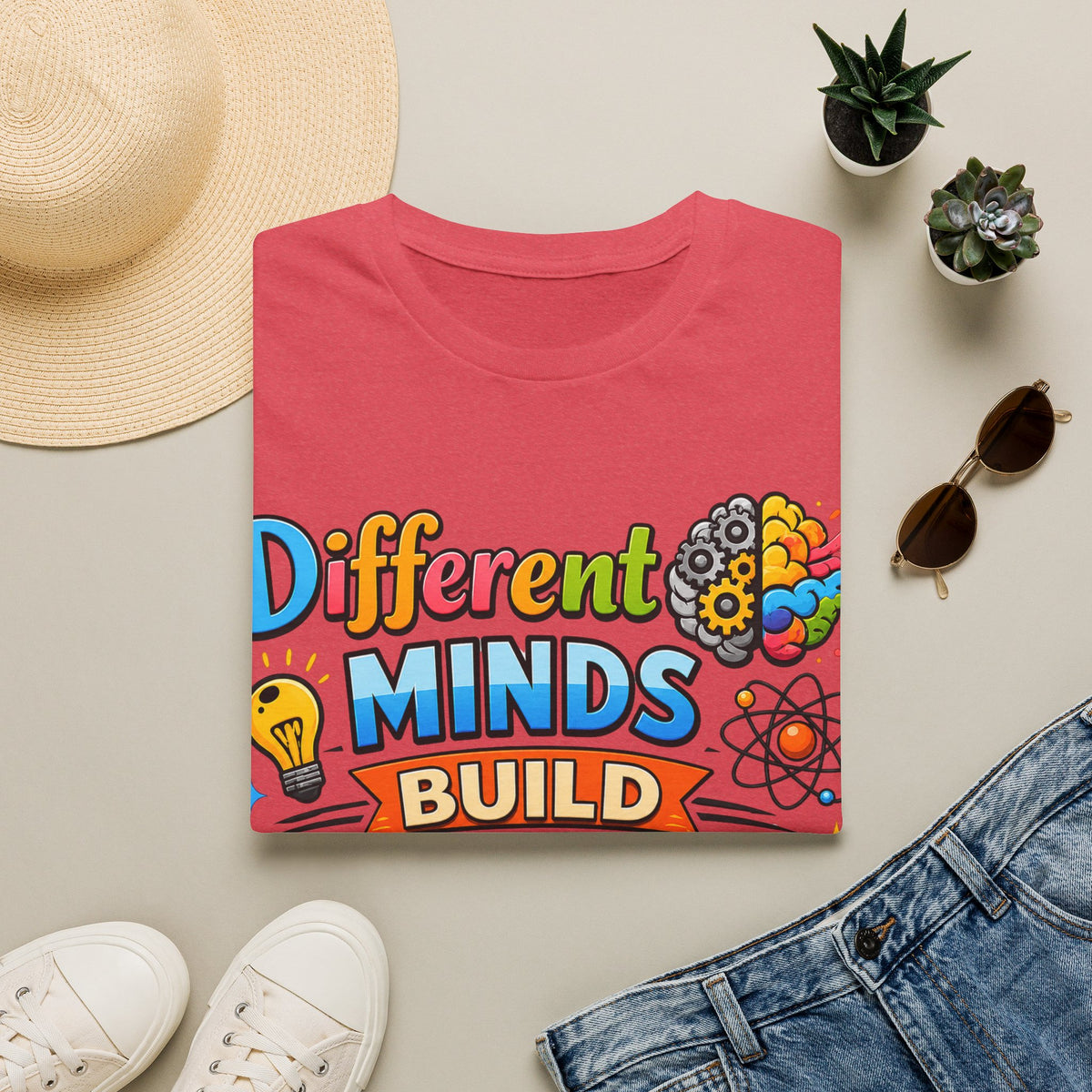 Different Minds Build Better Worlds T-Shirt | Inclusive Neurodiversity Tee