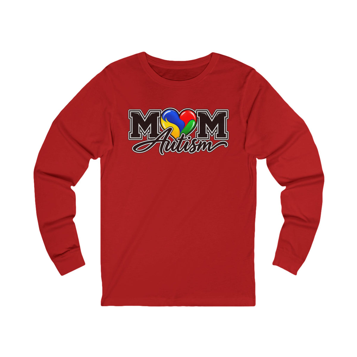 Autism Mom Heart Puzzle Long Sleeve Tee, Rainbow Puzzle Awareness Shirt, Autism Mom Gift, Autism Acceptance Family Apparel