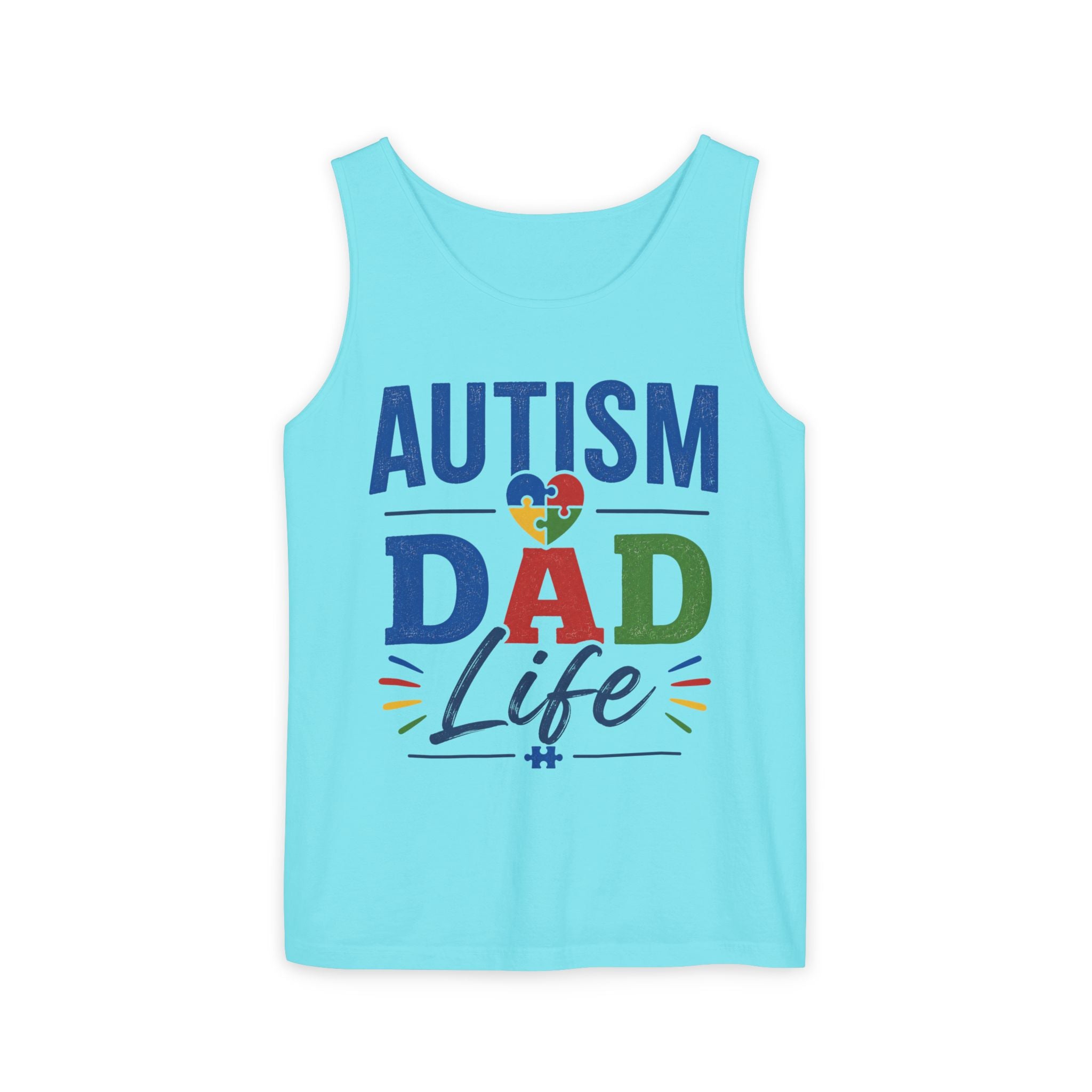 Autism Dad Life Tank Top | Awareness Puzzle Heart, Father Support