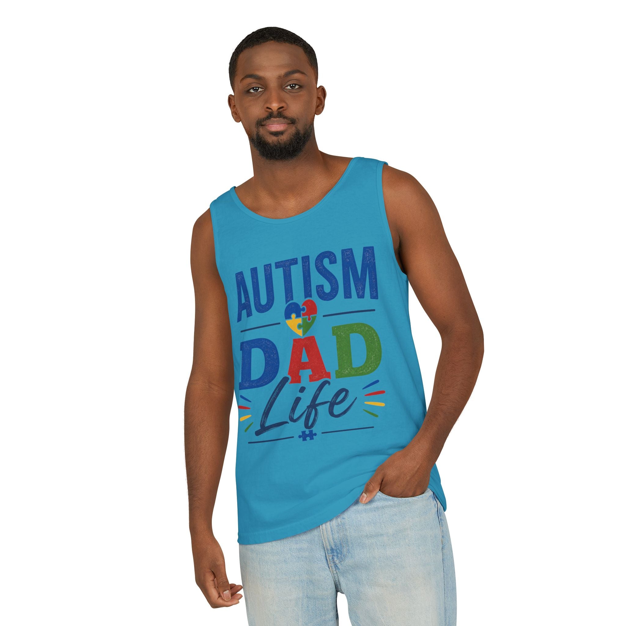 Autism Dad Life Tank Top | Awareness Puzzle Heart, Father Support