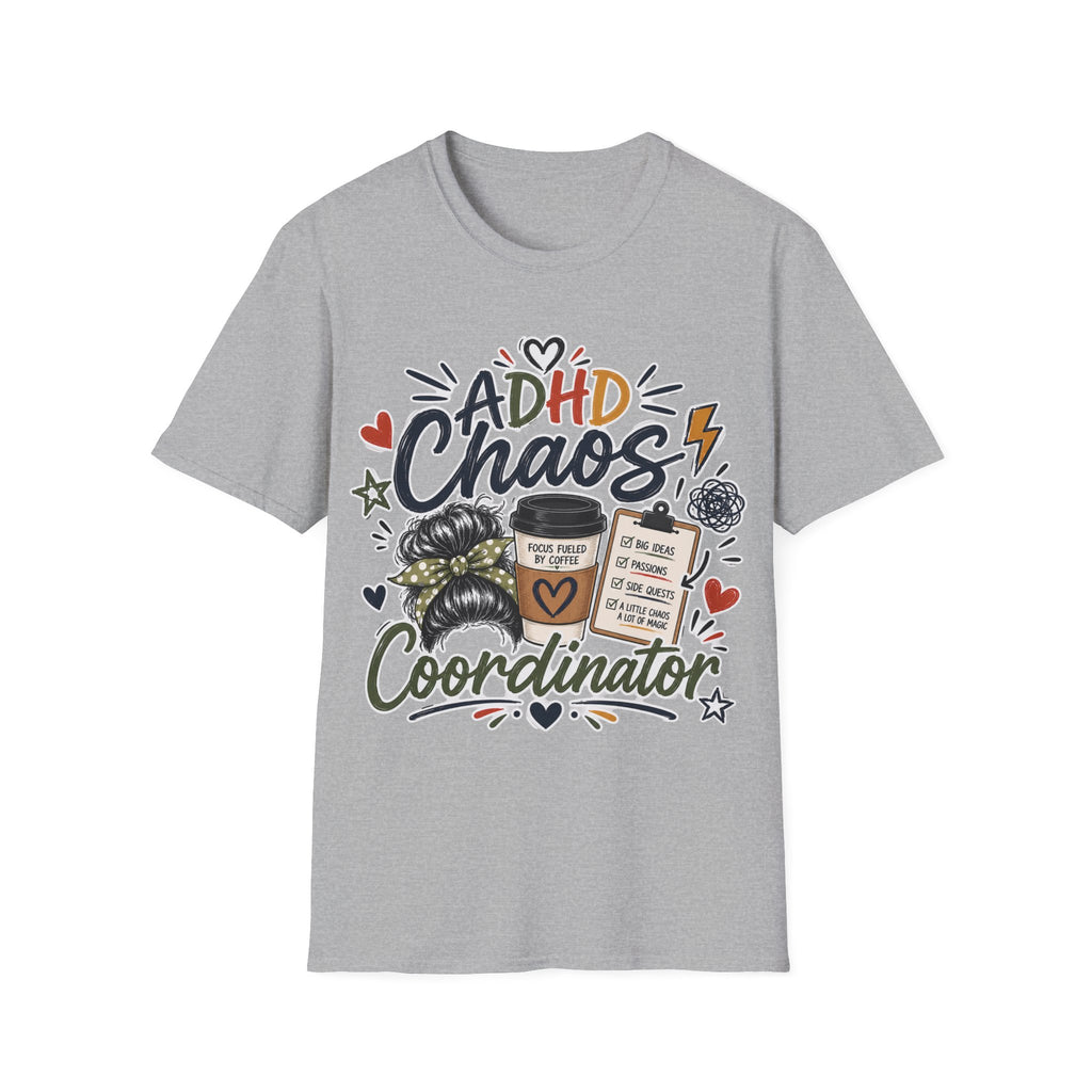 ADHD Chaos Coordinator Shirt | Funny ADHD T-Shirt | ADHD Awareness Graphic Shirt | Mental Health Gift | Coffee & Chaos Apparel