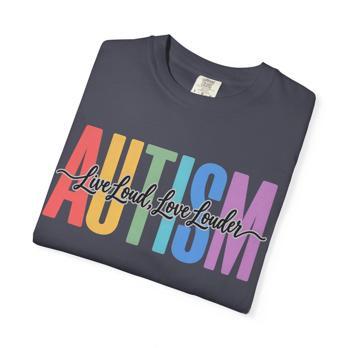 Autism Rainbow Block Text T-Shirt, Live Loud Live Louder Tee, Autism Awareness Colorful Shirt, Autism Acceptance Gift