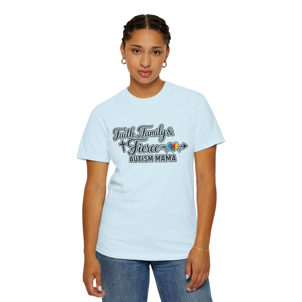 Faith Family Fierce Autism Mama Shirt, Autism Mom T-Shirt, Christian Autism Mom Gift, Fierce Mama Tee, Special Needs Mom Shirt