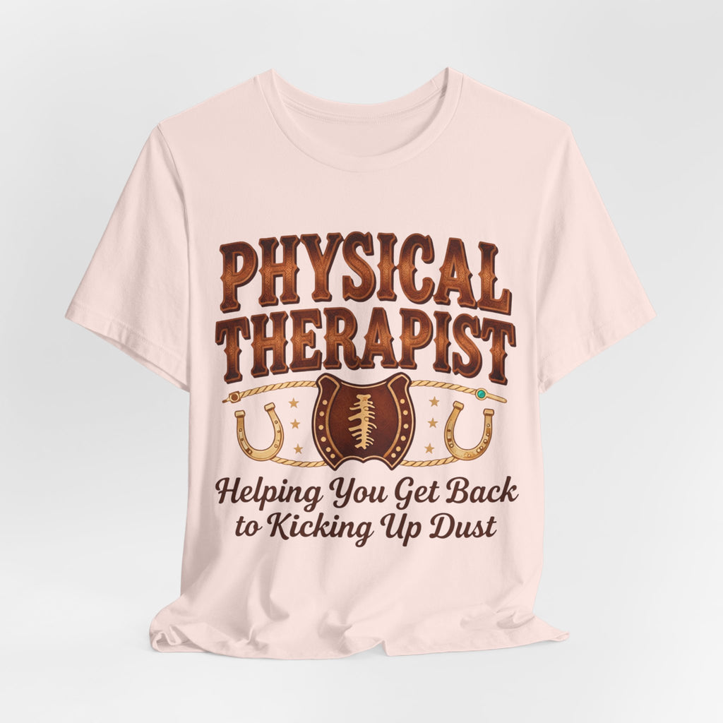 Physical Therapist Football Horseshoes Tee | Helping You Get Back to Kicking Up Dust